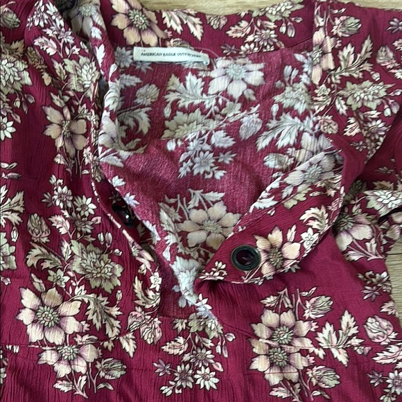 American Eagle Outfitters Red Long Sleeve Wrap Dress - Picture 7 of 13